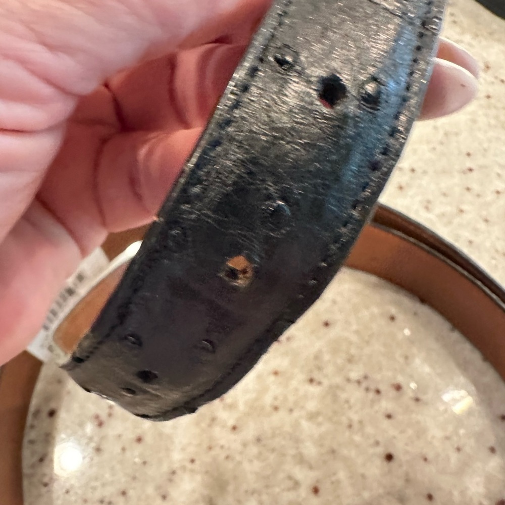 Lucchese Black Ostrich Leather Belt Size 44